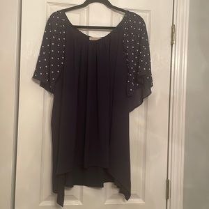 Michael Kors 4X chiffon navy blue top